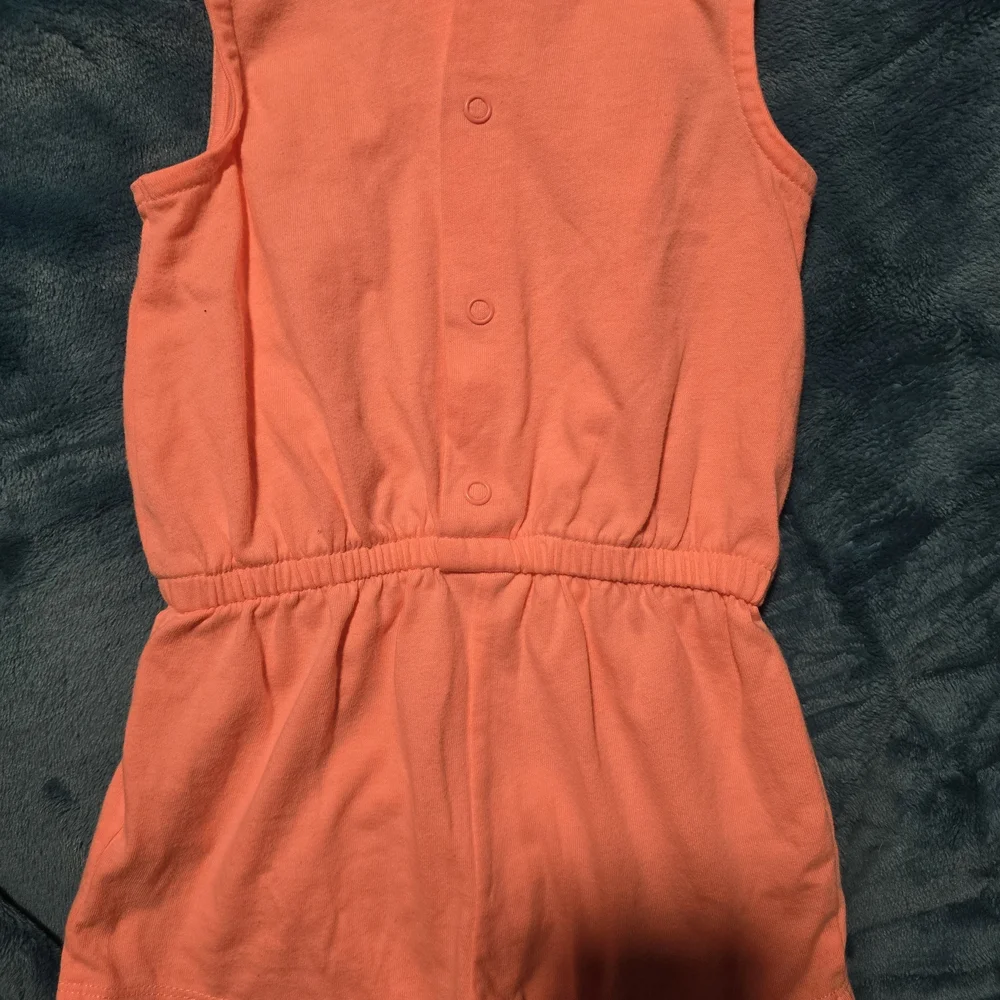 Carter's Coral Sleeveless Romper with Lace Trim